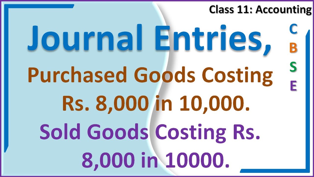 Journal Entries, Purchased Goods Costing Rs  8000 in 10000, Sold Goods Costing Rs  8000 in 10000
