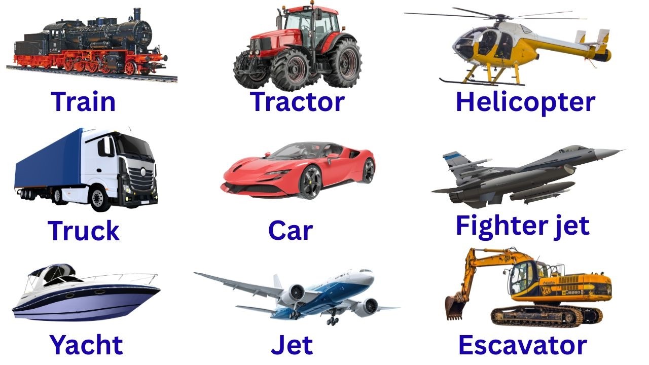 50 Vehicles Name with Picture and Video/Vehicles Vocabulary
