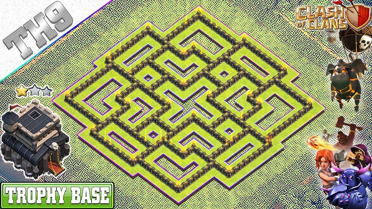 NEW BEST TH9 TROPHY Base 2019 with REPLAY | TH9 Base with Copy Link - Clash of Clans