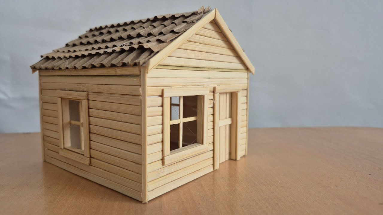 Maket Ev Yapımı | Ahşap Karıştırıcılardan Minyatür Model Ev Yapımı | Coffee Stirrers House | DIY