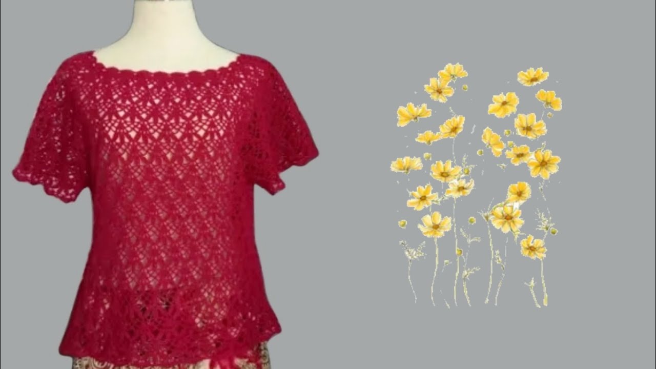 آموزش بافتنی و قلاب بافی/اموزش،بافت تاپ باقلاب😊❤️.پارت2/easy crochet/crochet blouse 💕