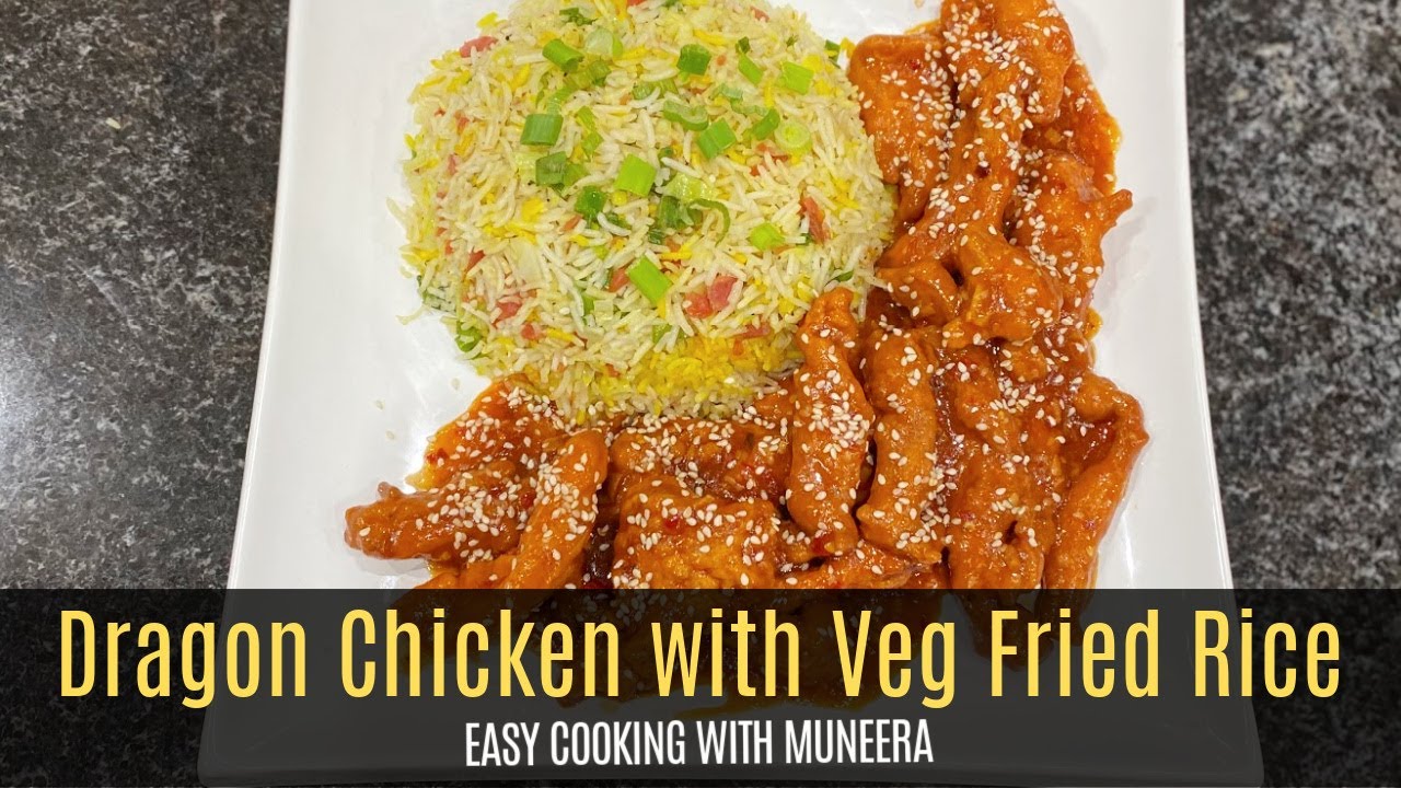 Restaurant Style Spicy Dragon Chicken & Vegetable Fried Rice | #chinesefood #chicken 😋😋