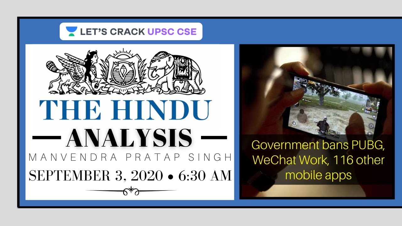 'The Hindu' Daily News Analysis | 3 September 2020 | UPSC CSE/IAS | Manvendra Pratap Singh