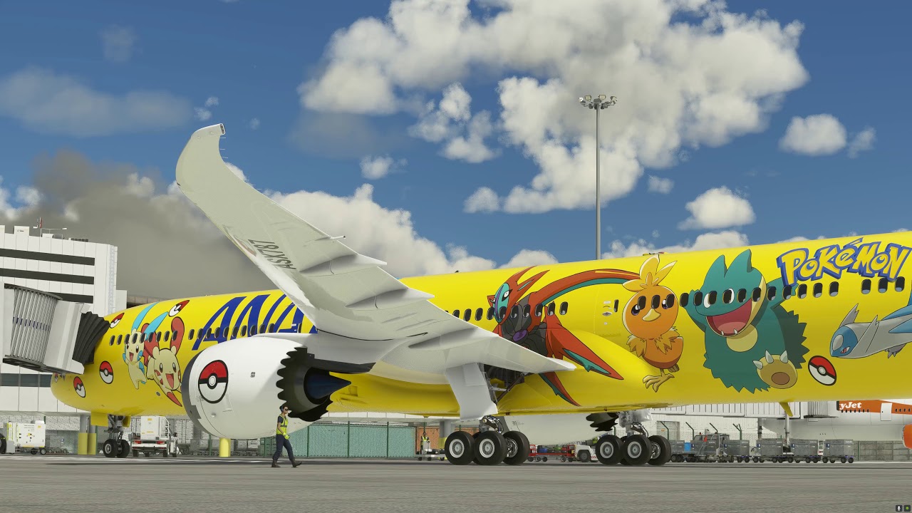 ANA 787 "Pokemon" parking at Sydney Airport - MS Flight Simulator