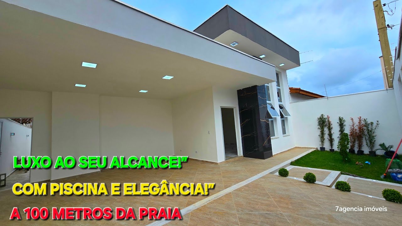 VENDIDA Casa Moderna a 100m da Praia em Itanhaém | 3 Dorms, Pé Direito Alto, Piscina e Acabamento 1ª