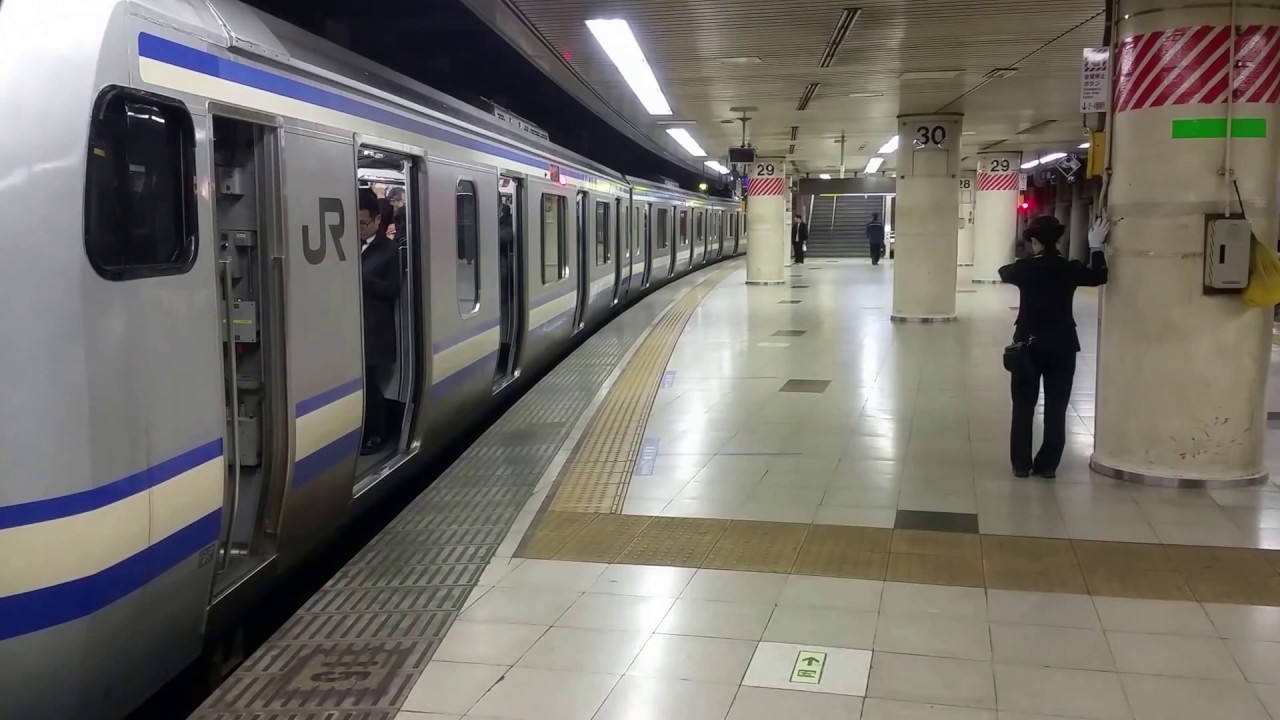 美人車掌と交代!!　横須賀線・総武快速線E217系　東京進入～発車