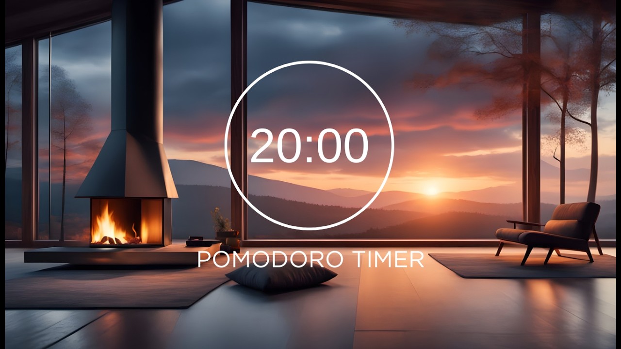 20/5 Pomodoro Timer for Coding 🔥 Cozy Fireplace Focus | Deep Work Session