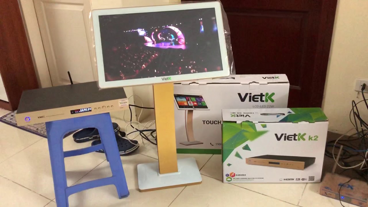 Khui thùng bộ karaoke VietK K2 6Tb- màn Gold 22 inch!