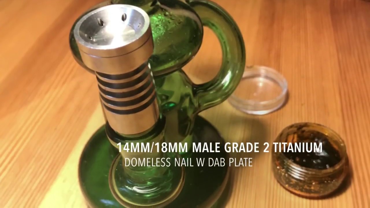 14mm18mm Male Grade 2 Titanium Domeless Nail w Dab Plate - By Puffing Bird&trade; - Intro/Review
