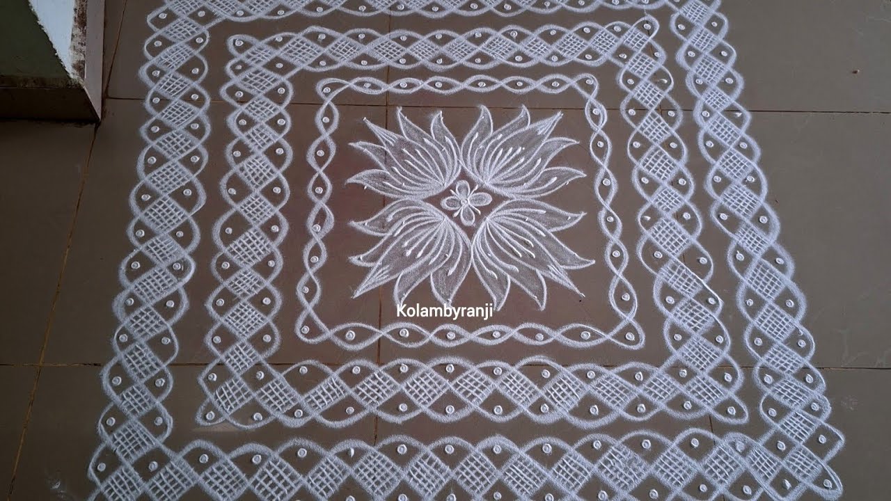 16×16 dots sikku kolam with lotus🪷 rangolidesigns #rangoli #muggulu #kolam #trendingposts 