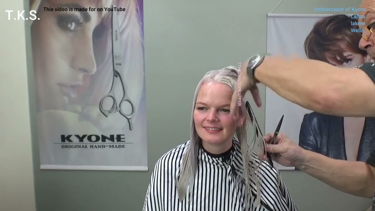 I love you to make my long hair PLATINUM WHITE BLONDE and a trim! Shawny by T.K.S