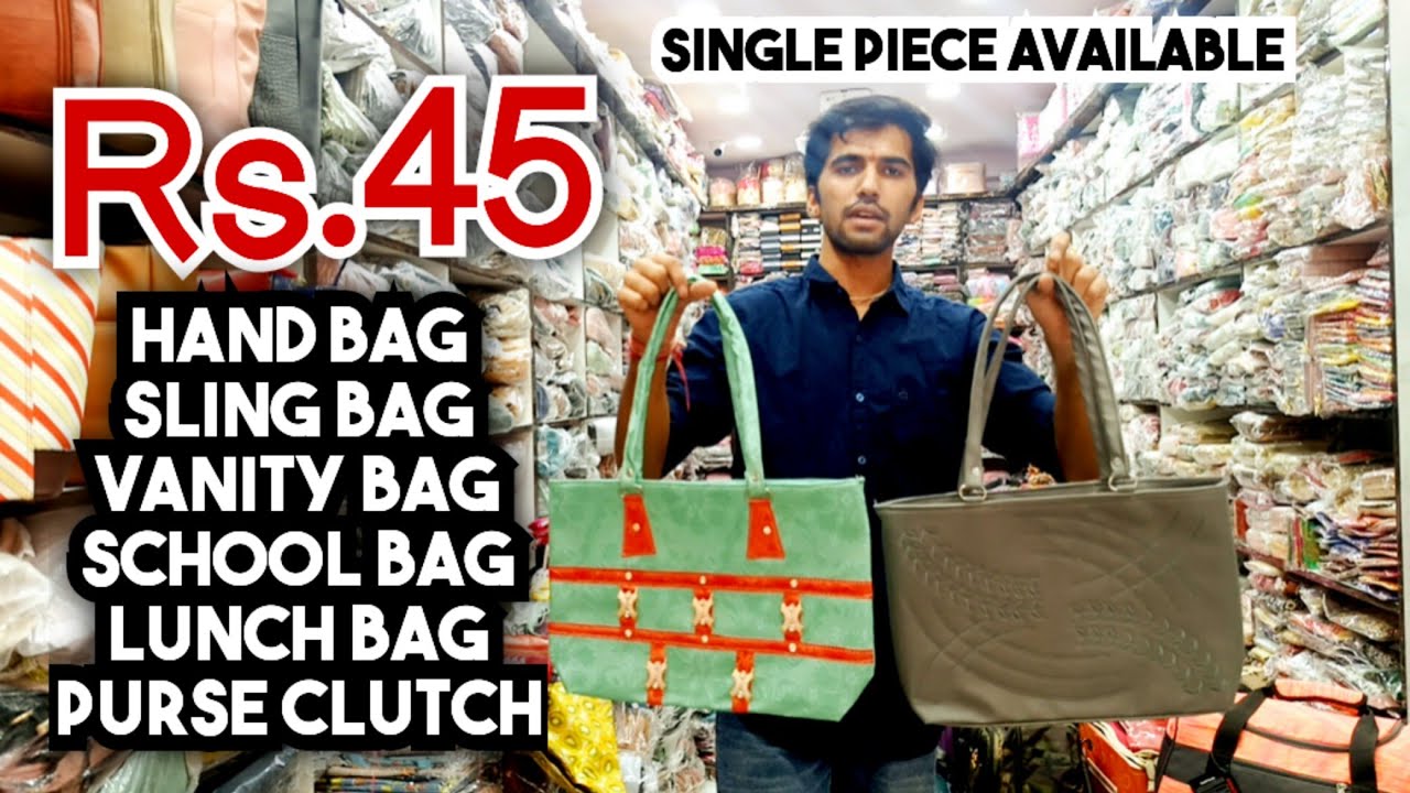 Rs.45 Handbags, Rs.30 vanity bags| Chickpet wholesale handbags sling bags lunch bags schoolbags