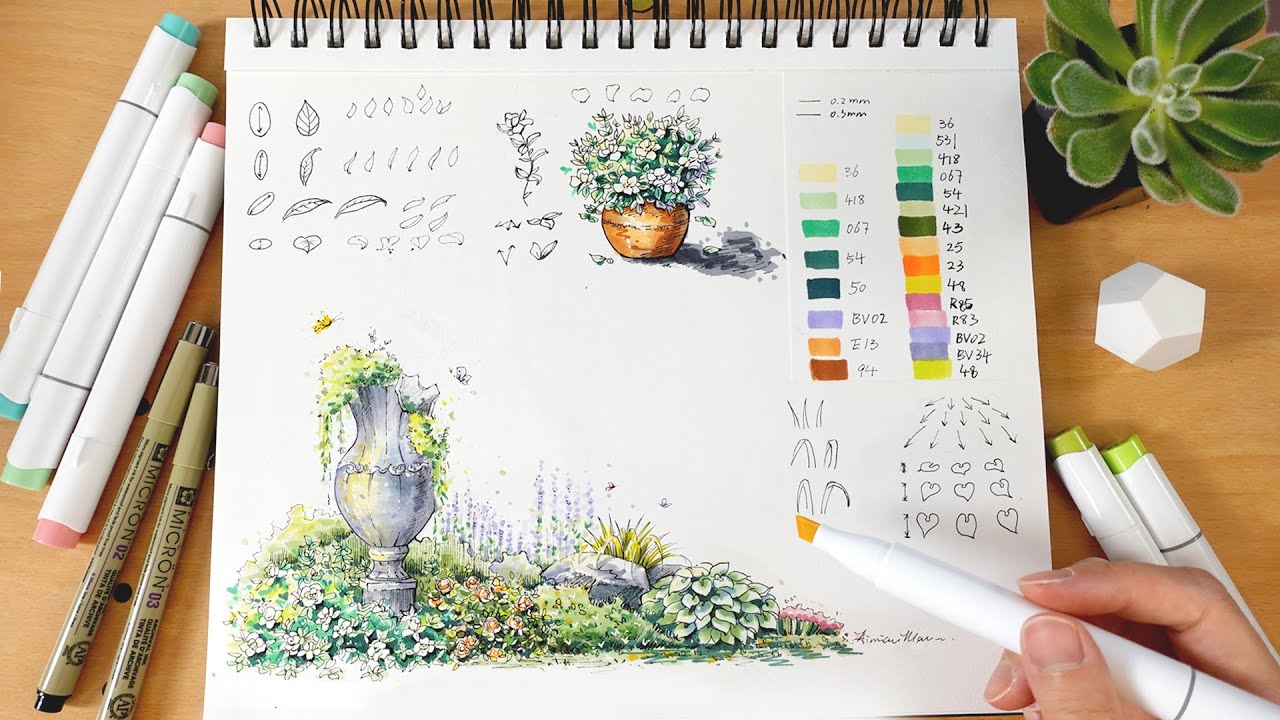 How to Draw Small Plants with Markers & Pens | Tutorial
