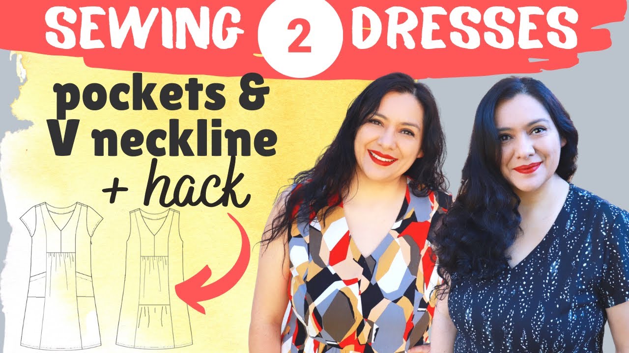 The BEST V neckline & EASY pockets. 2 Celeste Dresses (Itch to Stitch 00-40 US). Fun tier hack.