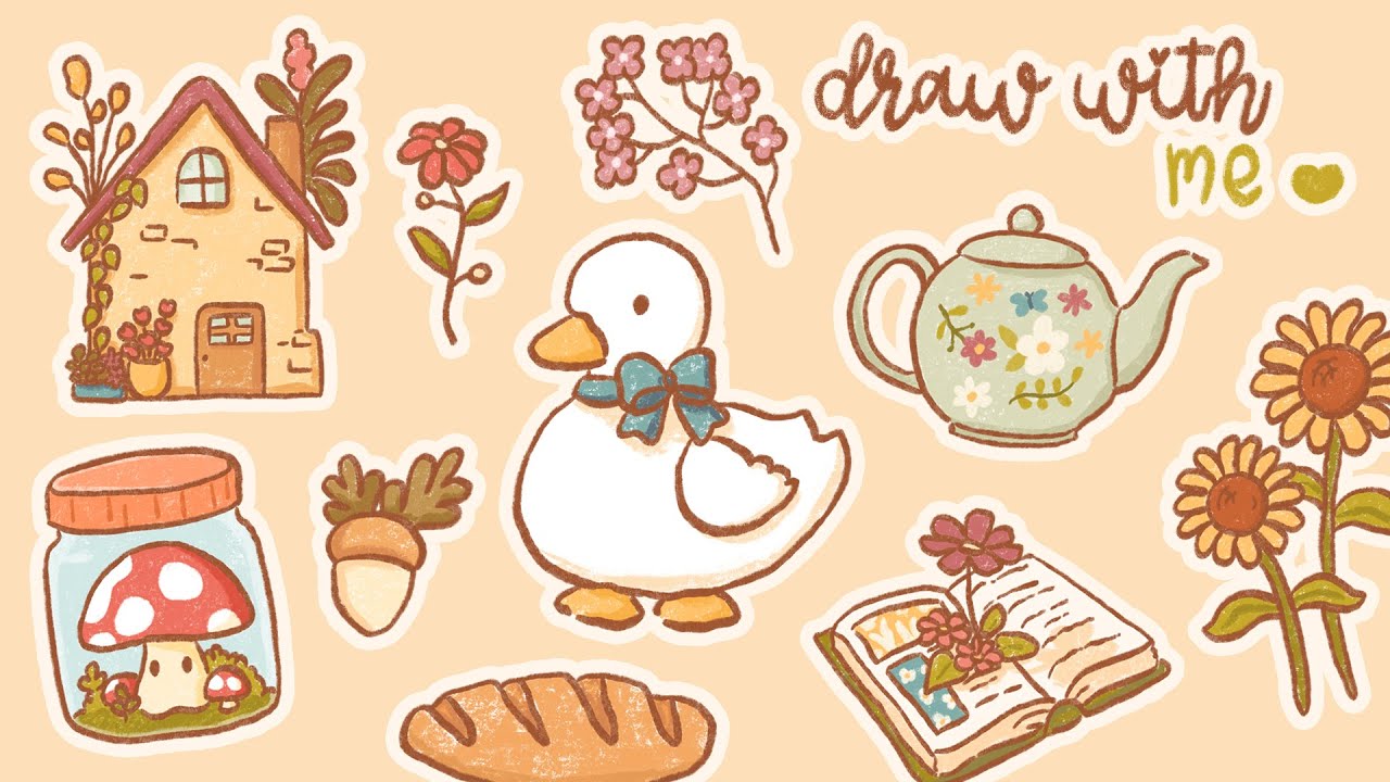 Draw stickers with me | Procreate drawing | ASMR and relaxing music