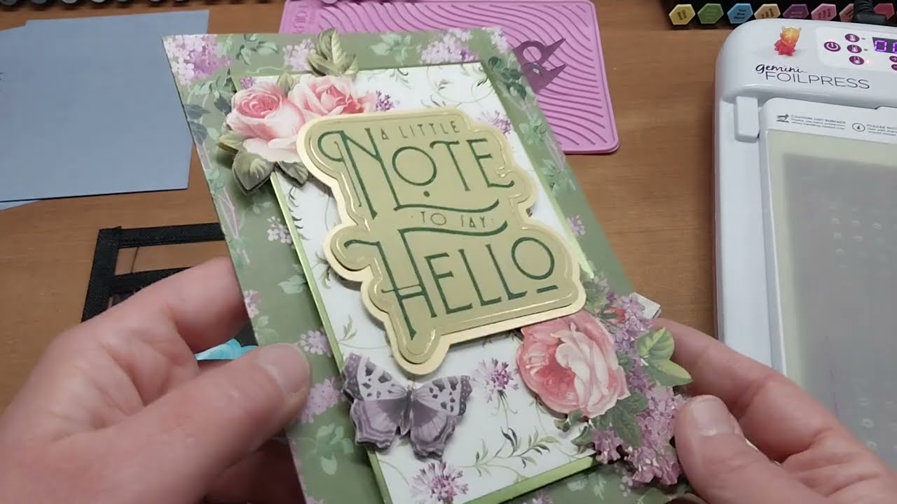 Gemini letterpress & Cut out Anna Griffin sentiment hotfoil plates w/ Brother Scan N Cut sdx225