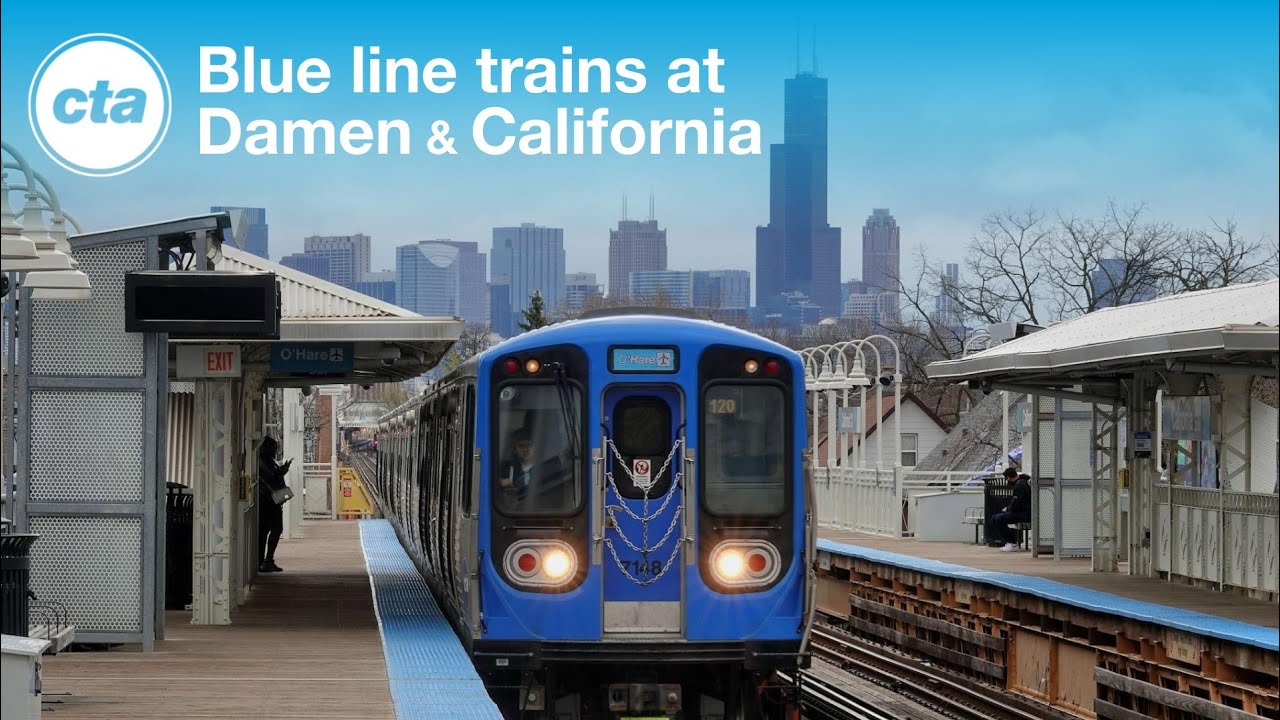 CTA 'L' - Blue Line Trains at California, Damen, and Chicago Avs