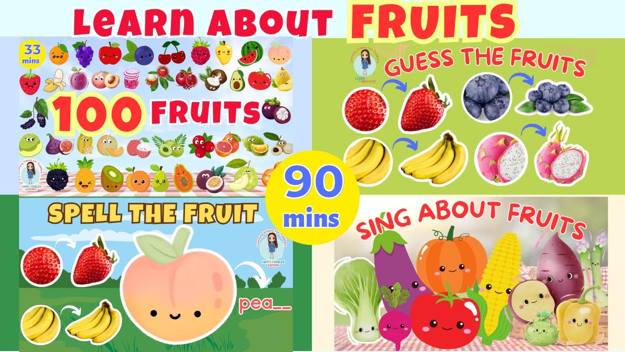 100 FRUITS NAME for Toddlers | First Words for Babies | Fruit Song for Kids | Guess the Fruits