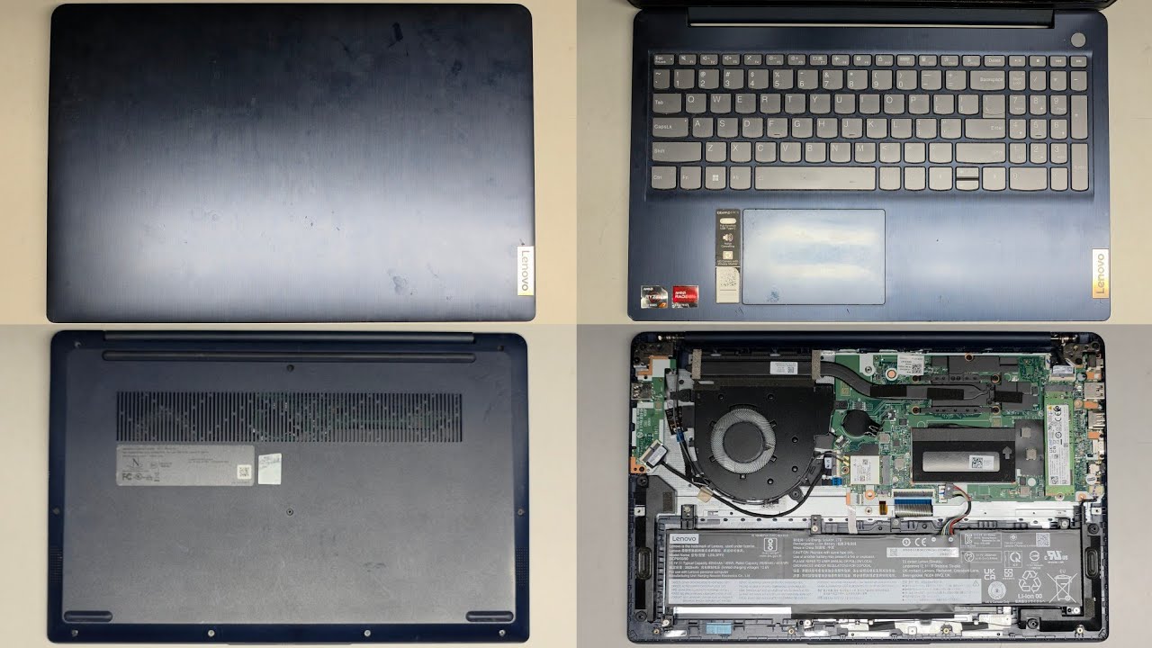 Lenovo IdeaPad 3 15ABA7 Disassembly RAM SSD Hard Drive Upgrade RTC Battery Hinge Replacement Repair