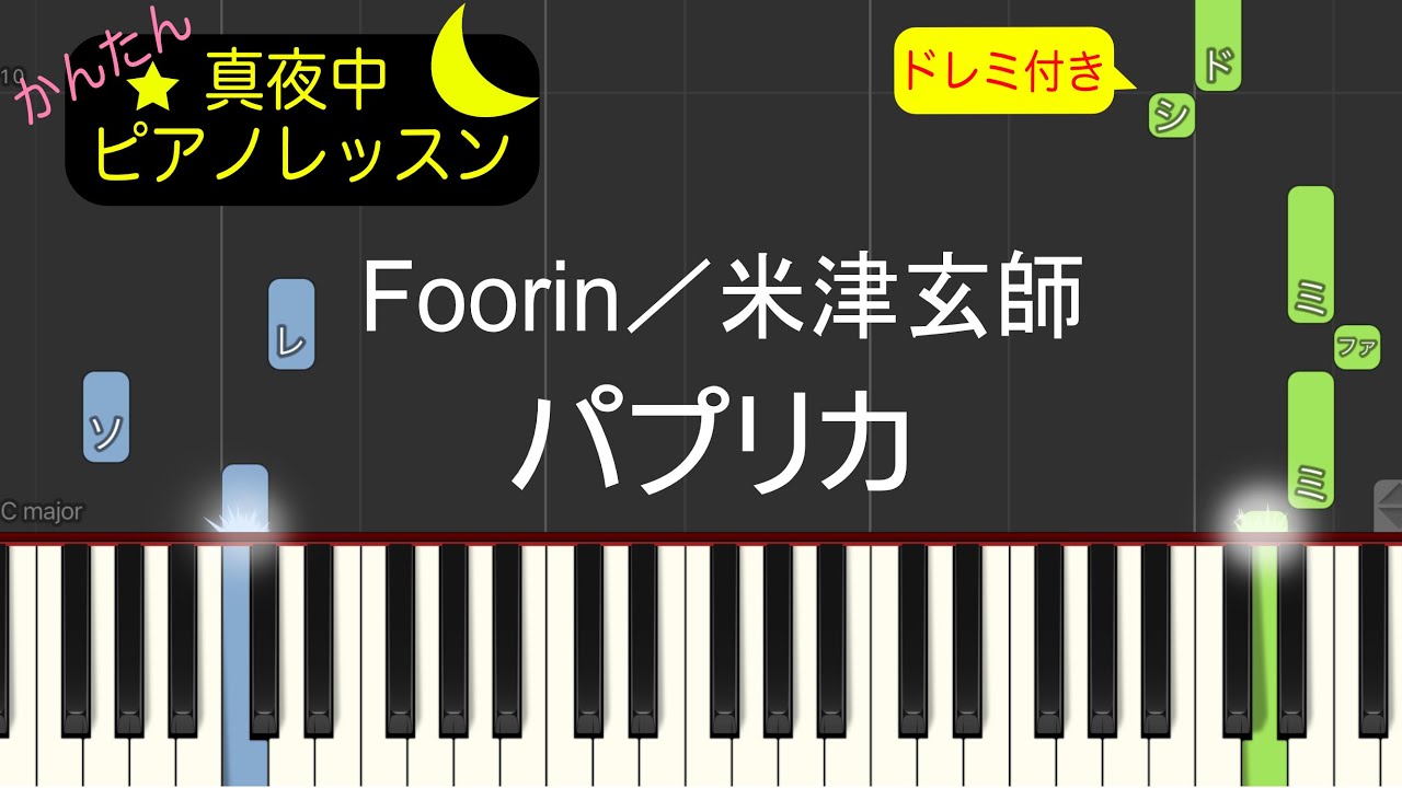 パプリカ - Foorin／米津玄師【ピアノ練習曲】簡単・楽譜・ドレミ付き［ゆっくり］後半