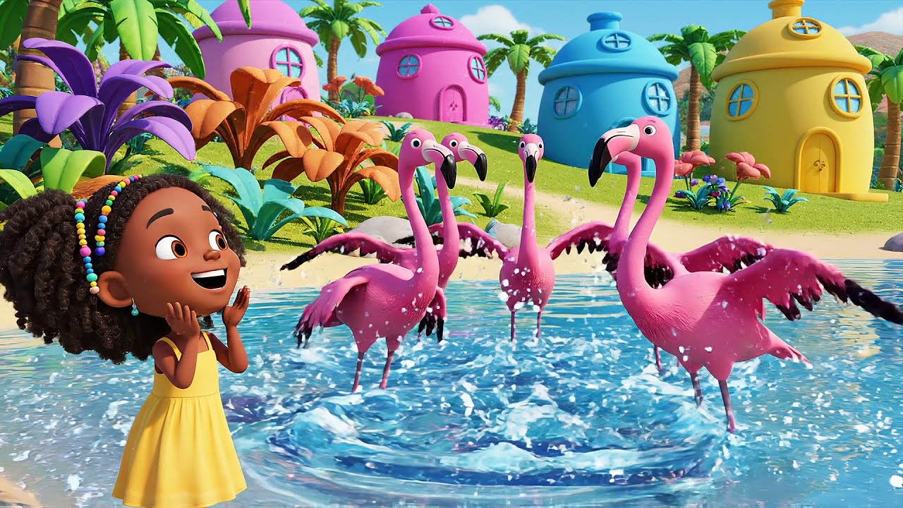 Five Little Flamingos Preen Preen Preen 🦩 | Nursery Rhymes for Kids & Baby Songs