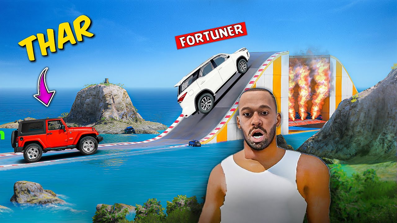 Cayo Perico Water Jump Challenge 🚗 Indian Franklin vs GTA 5 Franklin | Win Nissan GTR!