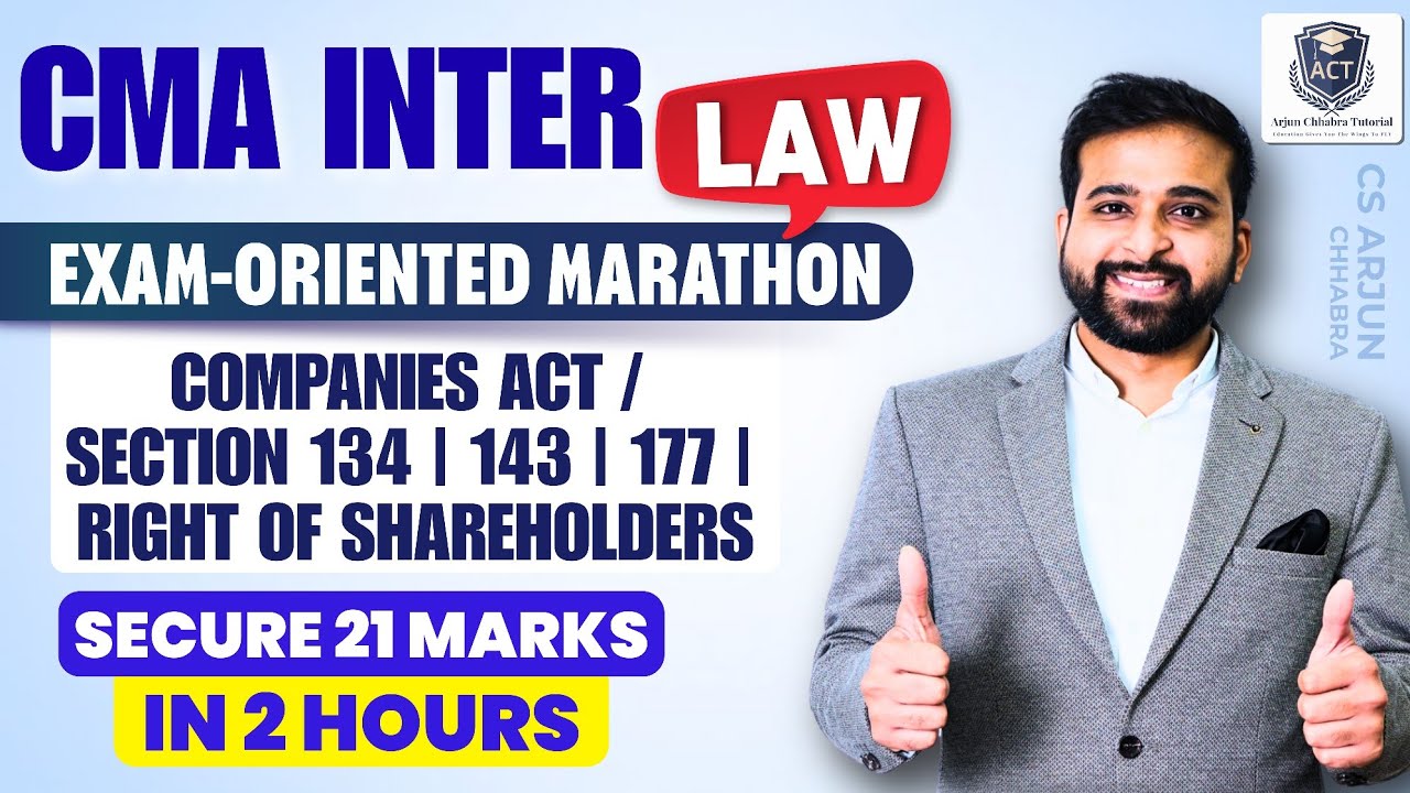 CORPORATE LAW | SECTION 134 | 143 | 177 | RIGHTS | CMA INTER LAW JUNE 26 MARATHON | BY ARJUN CHHABRA
