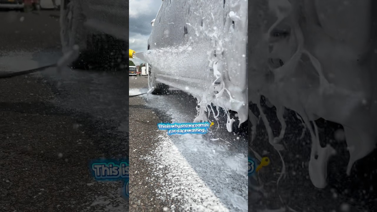 This is why snowfoaming is 🔑 for pre washing #prewash #snowfoam