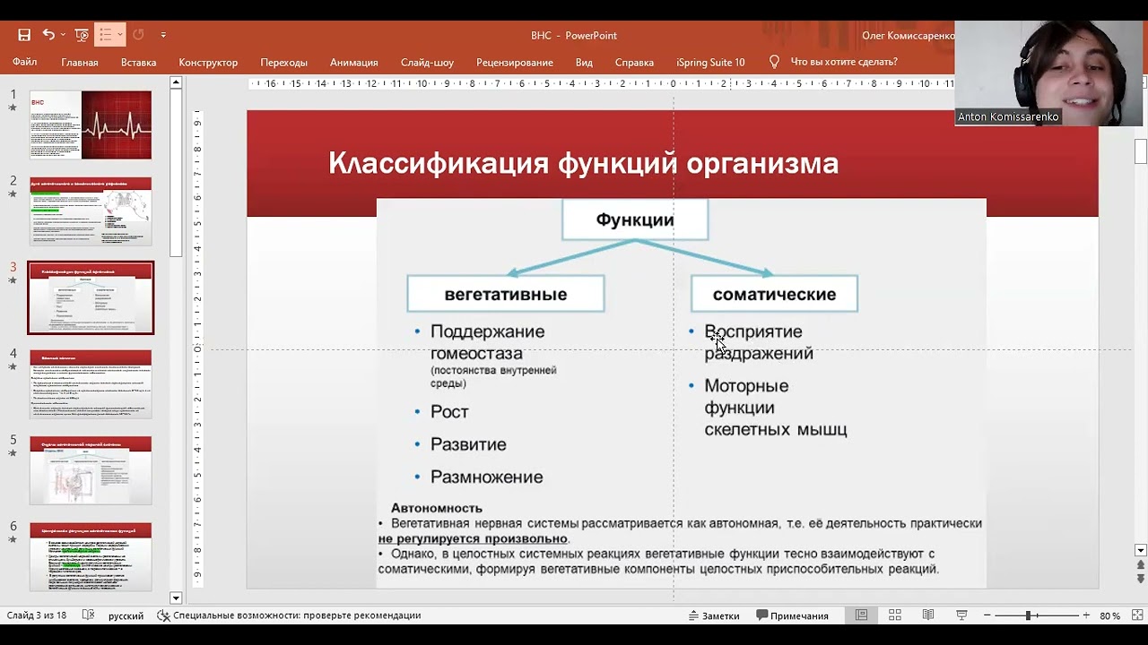 Вегетативная нервная система, дуги соматического и вегетативного рефлексов