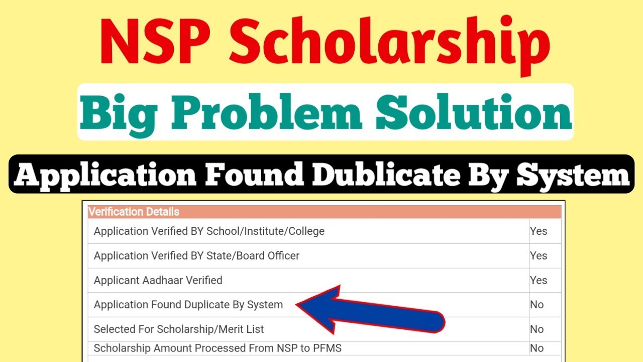 Nsp Scholarship Application Dublicate Found | What is Application Dublicate Found and How to Solv...