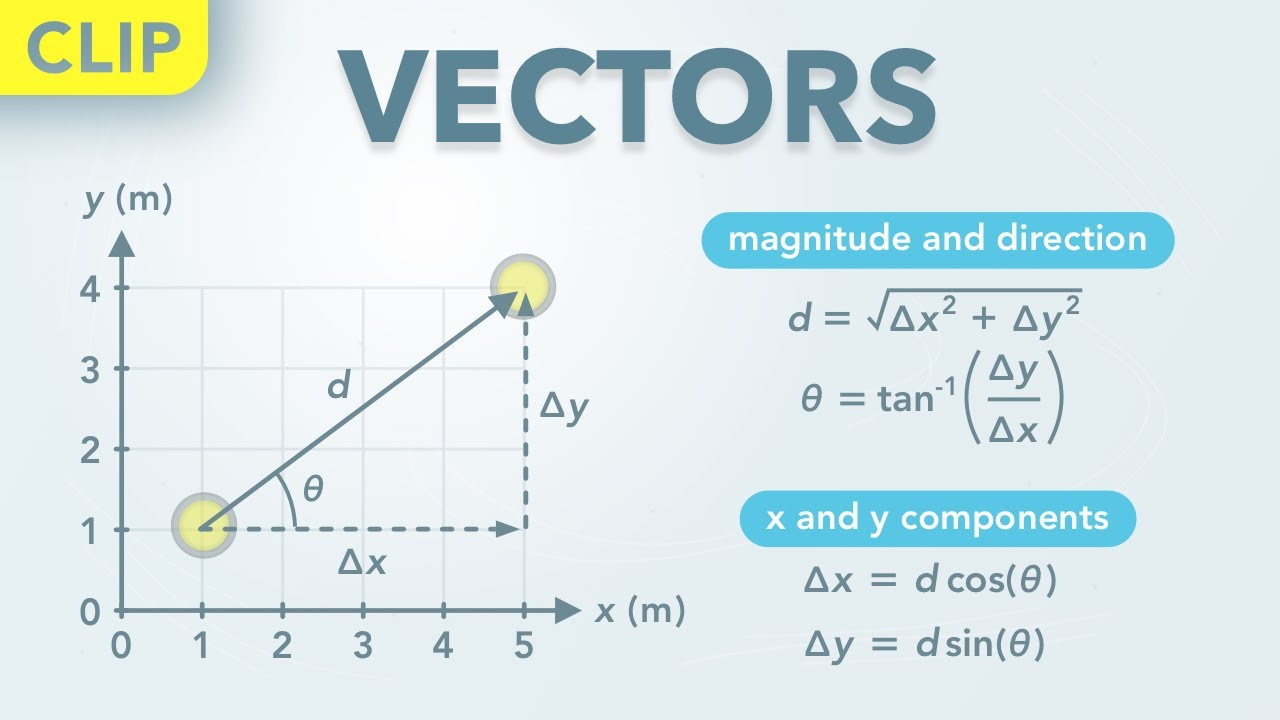 Displacement Vectors, Components, Magnitude and Angle (Clip) | Physics - Kinematics