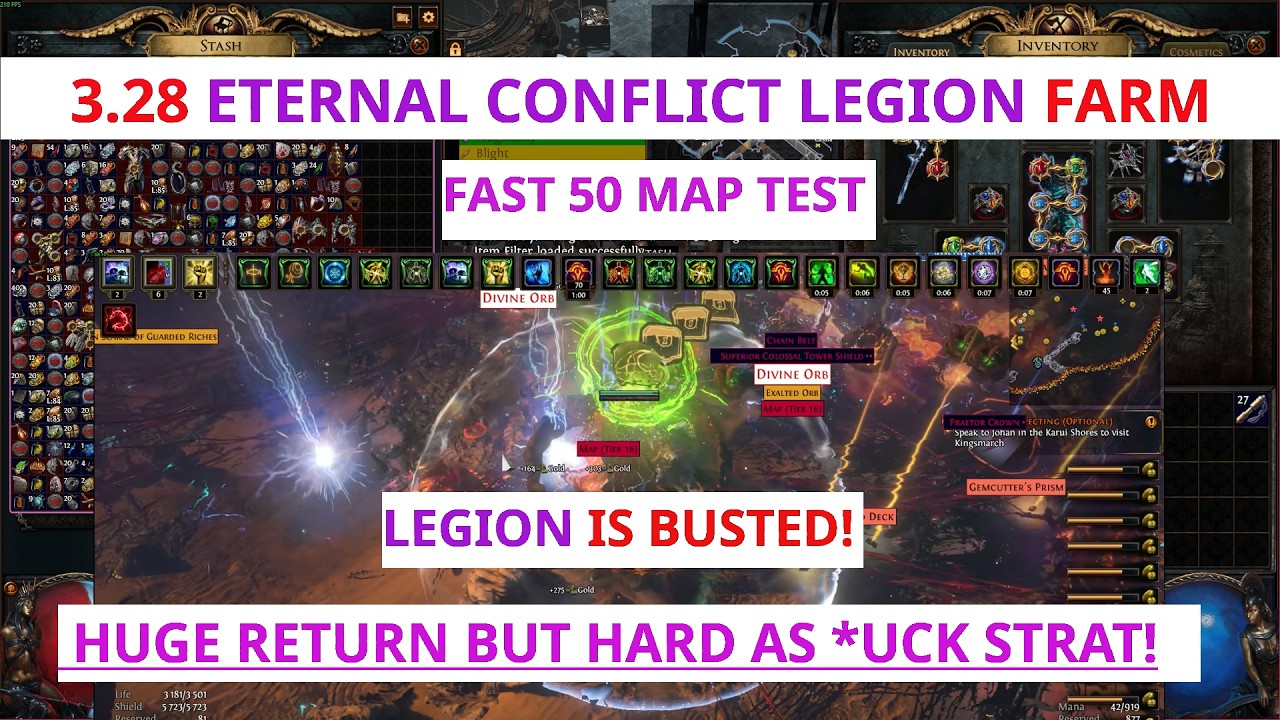 LEGION OF ETERNAL CONFLICT FARM ON T16 8 MODED MAPS AND 16.5  MAPS (DUNES) - 3.28 MIRAGE LEAUGE