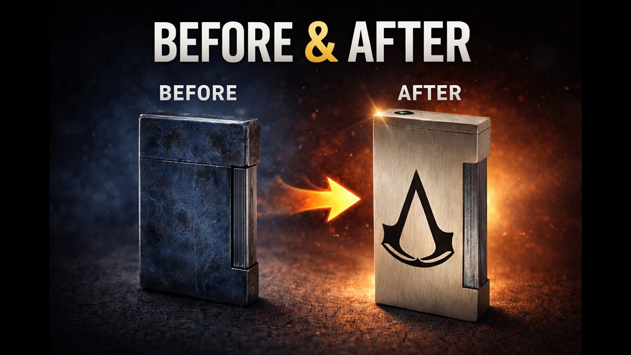 Custom Handmade Steel Slingshot with Assassin Creed Lighter