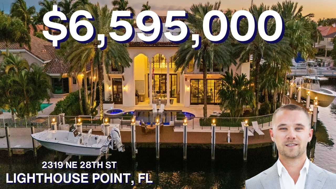 Luxury Waterfront Mansion Tour: 220ft Private Dock & Custom Design | 2319 NE 28th St, Lighthouse Pt.