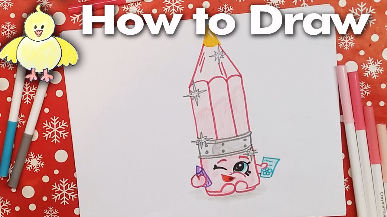 How to Draw Shopkins: Penny Pencil - Narrated Step by Step Drawing Lesson