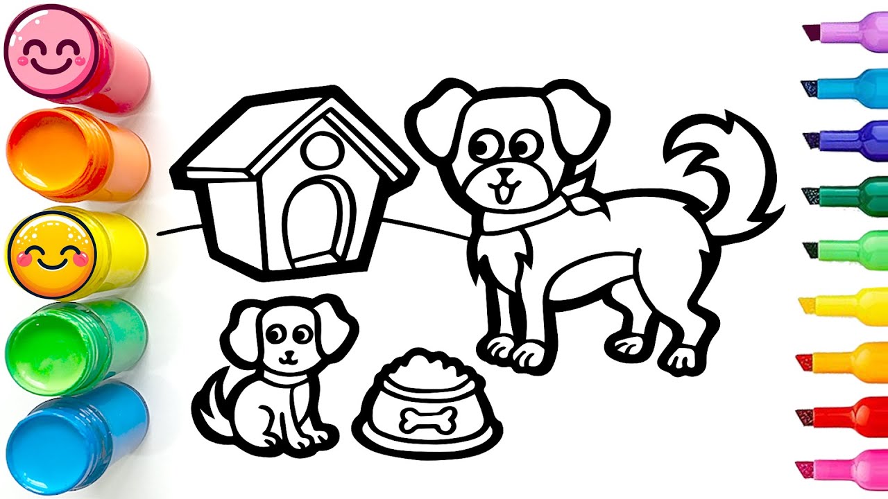How to Draw a Mother Dog and Puppy | Step by Step Drawing Guide