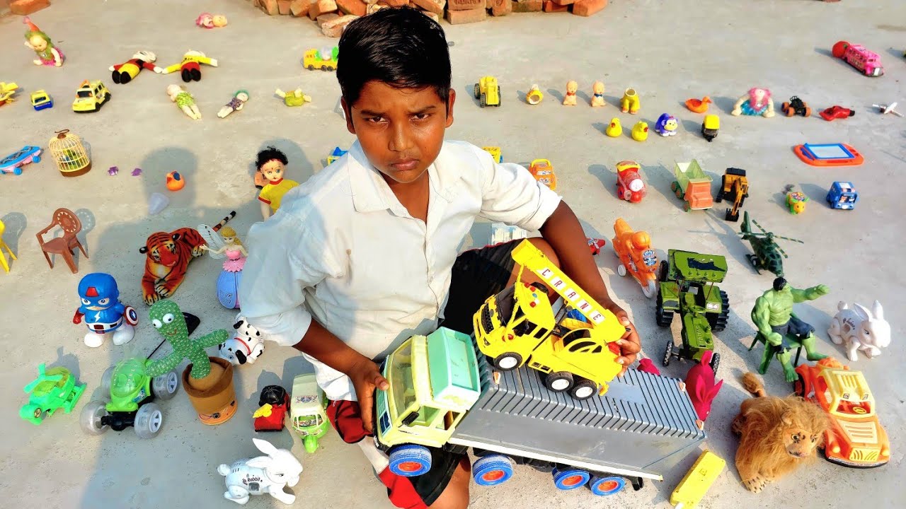 gadi wala cartoon | toy helicopter ki video | jcb, car,tractor,bus,mini tarctor , train, baribe #7