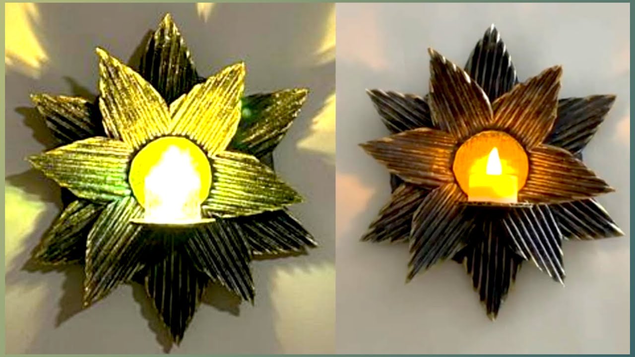 DIY | Home Decor Piece Using Cardboard |Metallic Mimic lotus shape |Best out of waste 