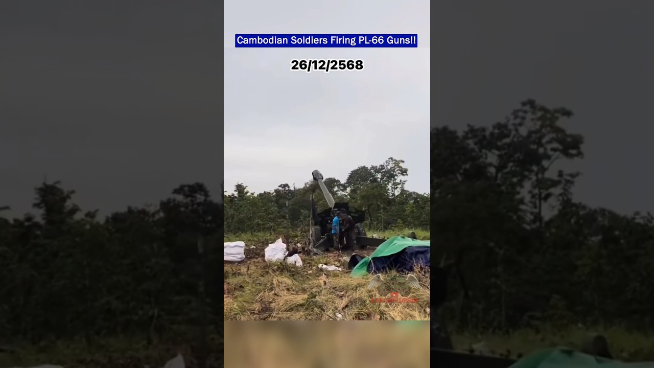 Cambodian Soldiers Firing Chinese PL-66 Towed Howitzer Guns!!