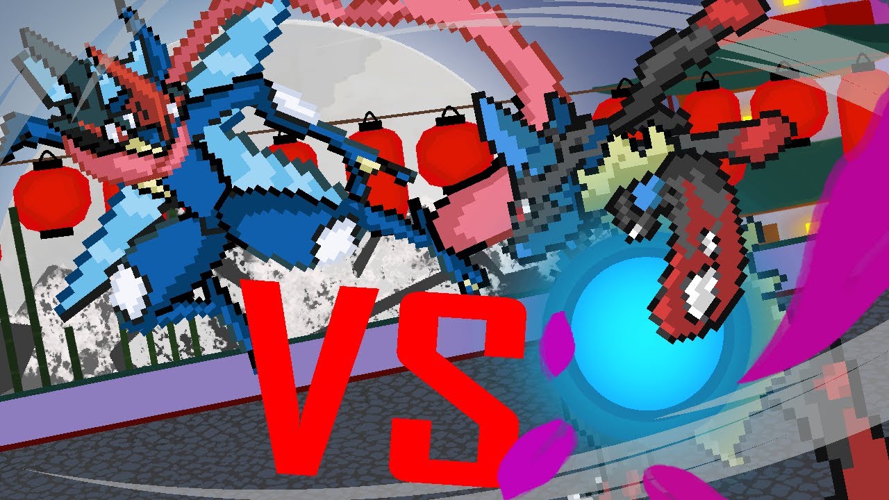 Ash Greninja vs Mega Lucario Animation