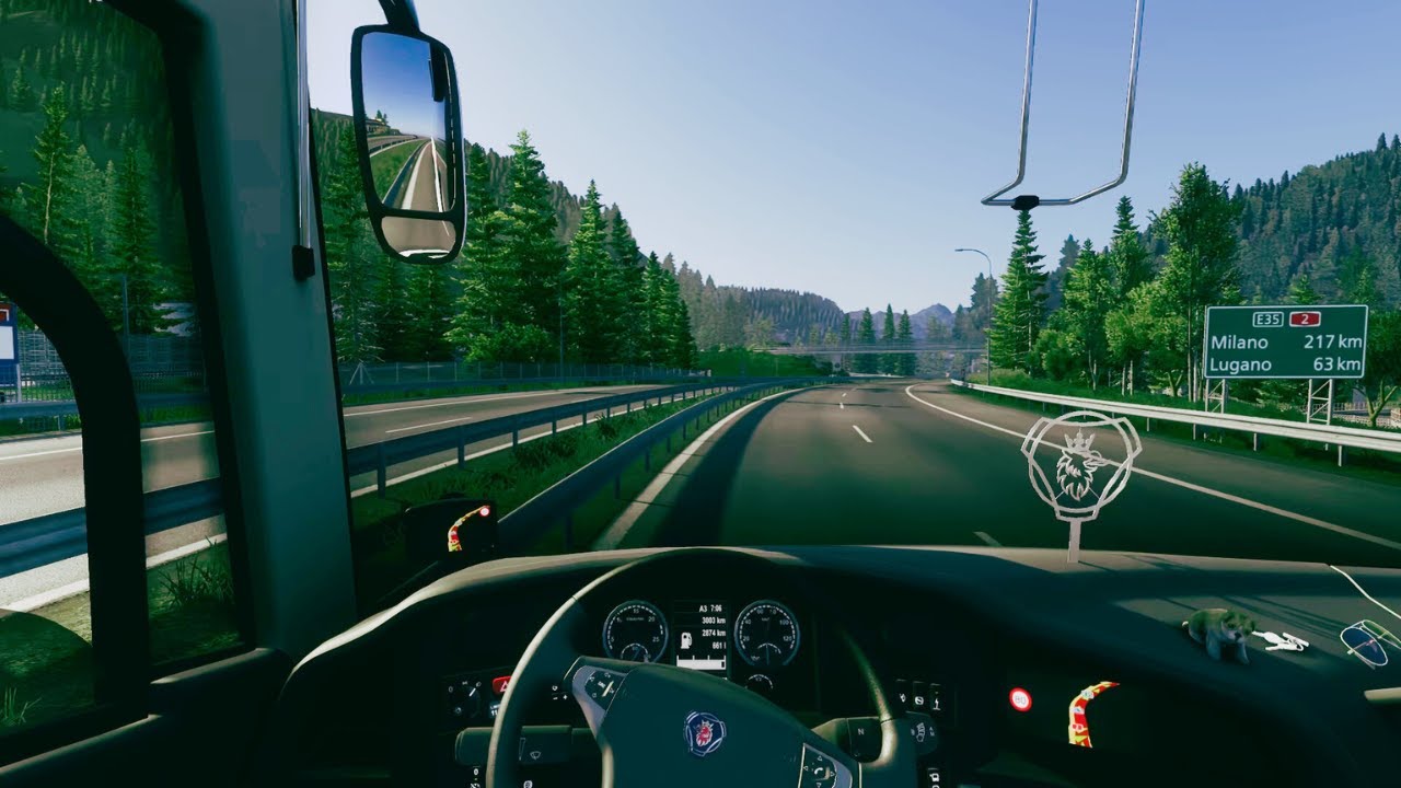 Early Morning Bus Drive | Bern → Milan | Switzerland to Italy | Relaxing ETS2