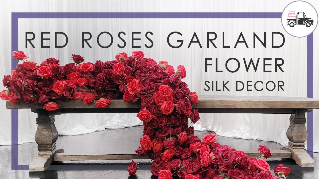 LOVELY ROSE FLOWER GARLAND... HOW TO DIY RED SILK WEDDING DECOR 🌹