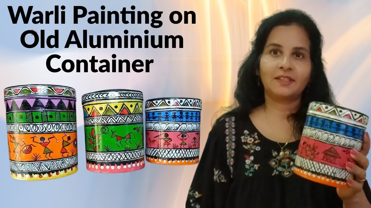 Warli Painting on Old Kitchen Container | DIY Container Painting | kitchen Decor
