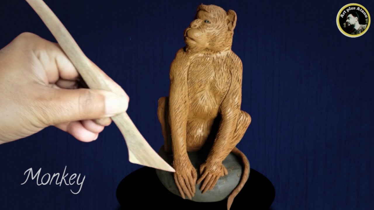 Easy clay Monkey making // mitti se animals banana 🐒 #monkey #art #clay #craft #clayanimals #