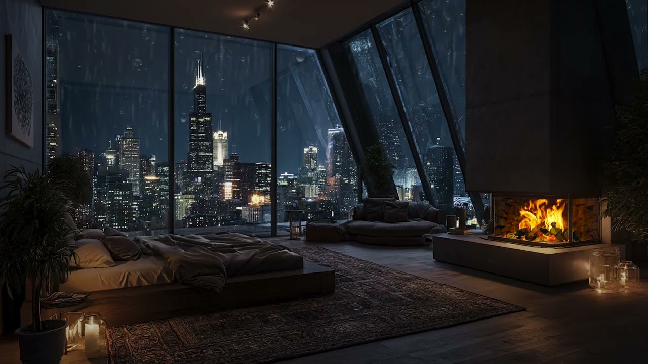 NO ADS 🌧️ Soft Piano in the Rain by Fireplace 🔥 | Sleep Fast Tonight