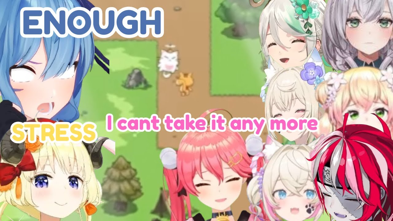 Riona, Ririka, Kroni and Anya trying beat this game while the others crash out in the voice chat