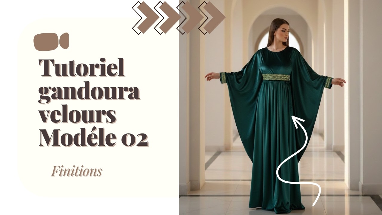 Robe Gandoura en velours -Modèle 03- : Finitions