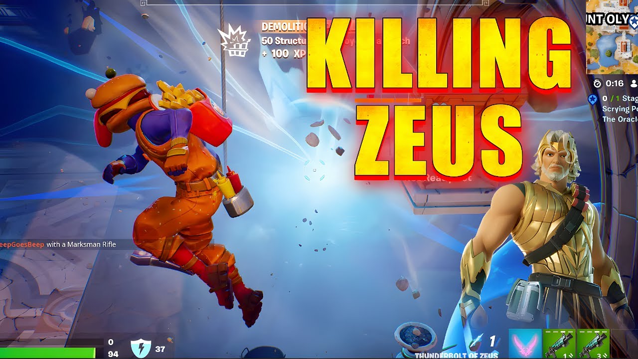 FORTNITE SEASON 2: NEW MYTHIC BOSS ZEUS ELMINATED! [4K60FPS] MAXIMUM GRAPHICS