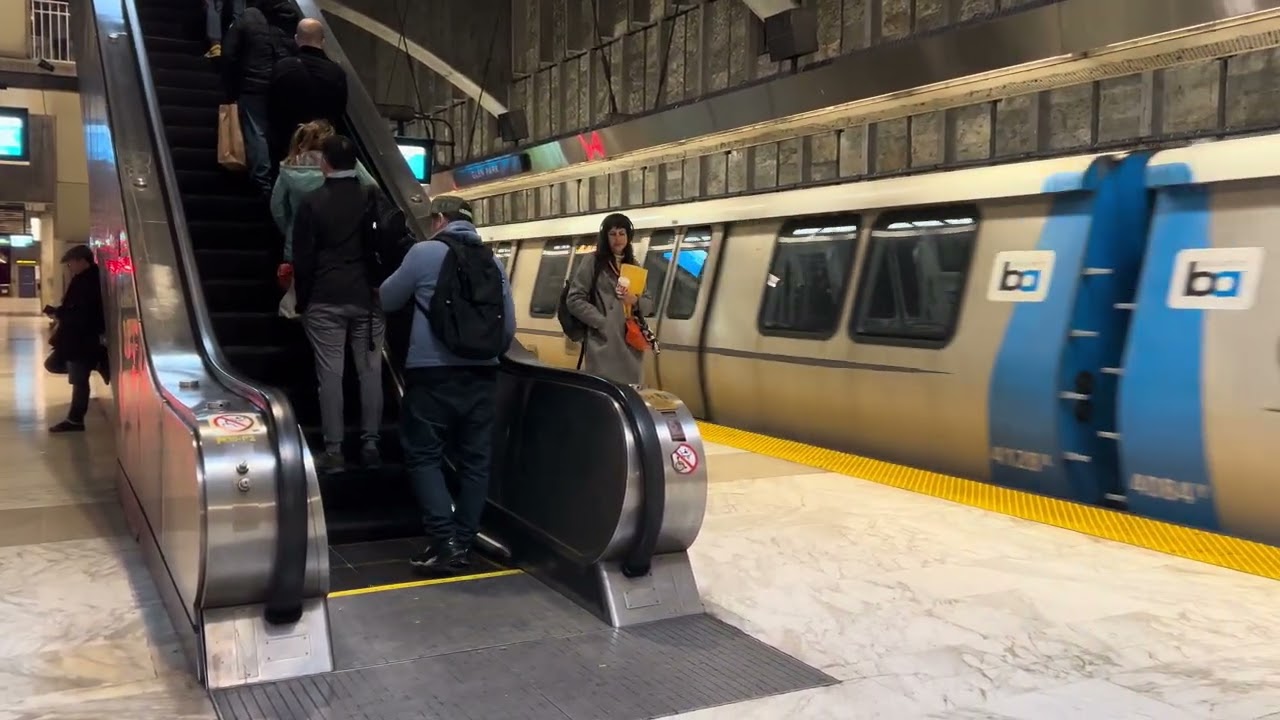 SFO Airport & Antioch Trains Arriving at Glen Park BART