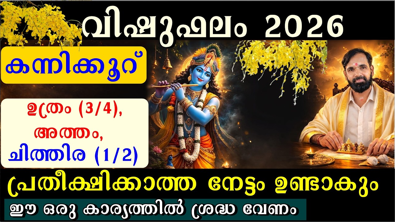 വിഷുഫലം 2026 | കന്നിക്കൂറുകാർക്കു   വലിയ നേട്ടങ്ങൾ |  ഉത്രം (3/4), അത്തം, ചിത്തിര (1/2)  VISHUFALAM